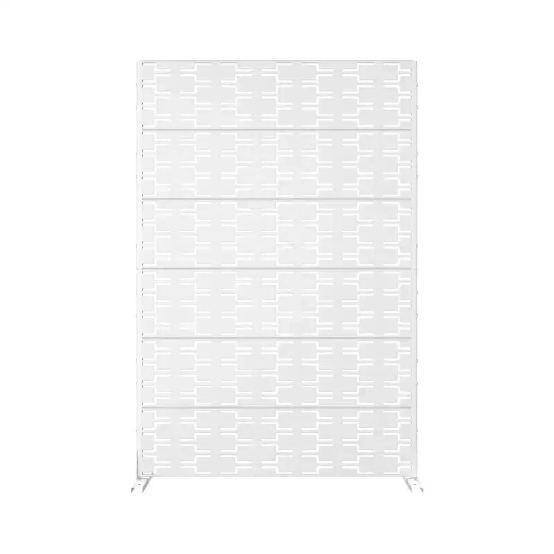 Outdoor Privacy Screen with 6 Panels - Galvanized Steel, Freestanding, Hollow Artistic Design for Balcony, Patio & Garden