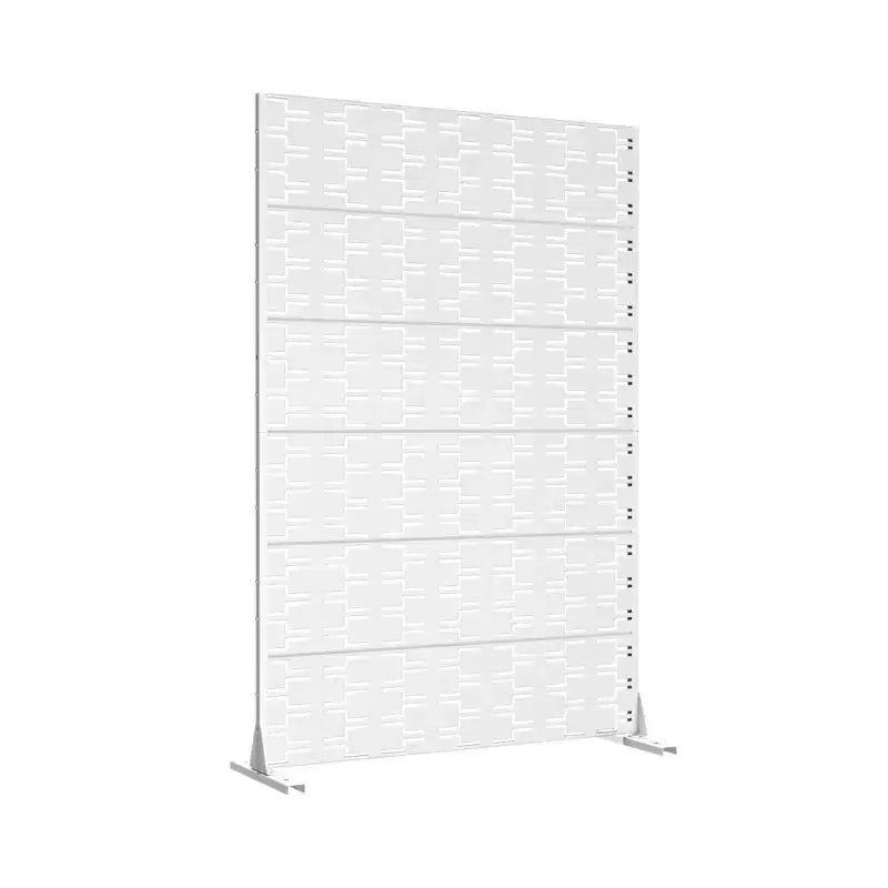 Outdoor Privacy Screen with 6 Panels - Galvanized Steel, Freestanding, Hollow Artistic Design for Balcony, Patio & Garden