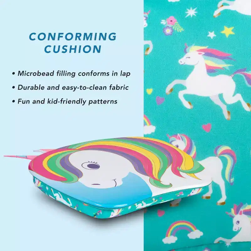 Kids Lap Desk with Animal Design - Microbead Cushion, 14.5"x11.3" Surface, Lightweight 1.3 lbs