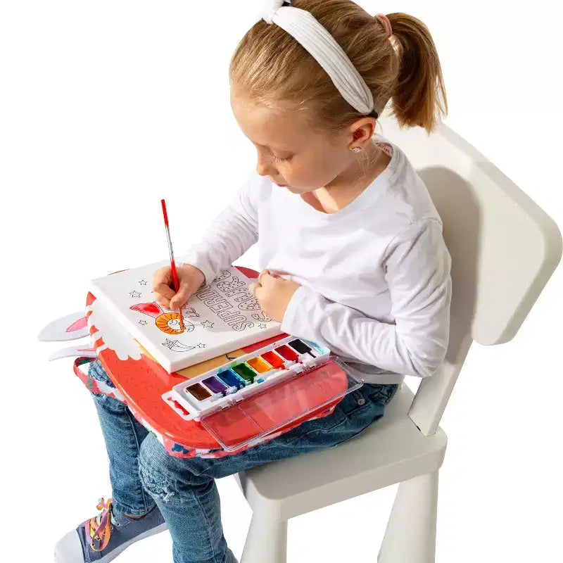 Kids Lap Desk with Animal Design - Microbead Cushion, 14.5"x11.3" Surface, Lightweight 1.3 lbs