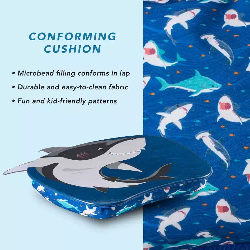 Kids Lap Desk with Animal Design - Microbead Cushion, 14.5"x11.3" Surface, Lightweight 1.3 lbs