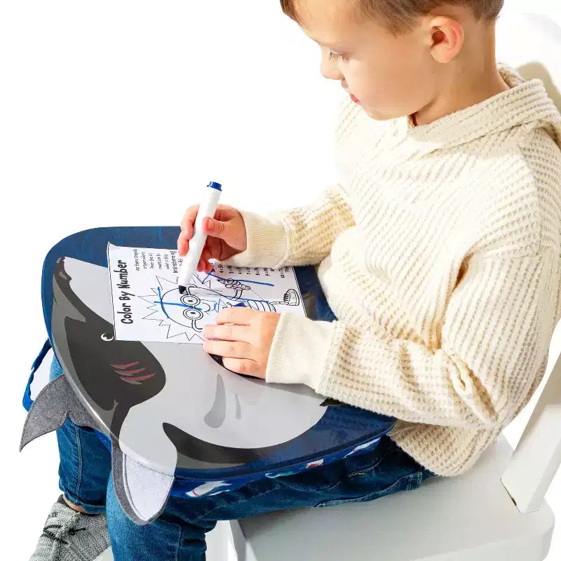 Kids Lap Desk with Animal Design - Microbead Cushion, 14.5"x11.3" Surface, Lightweight 1.3 lbs