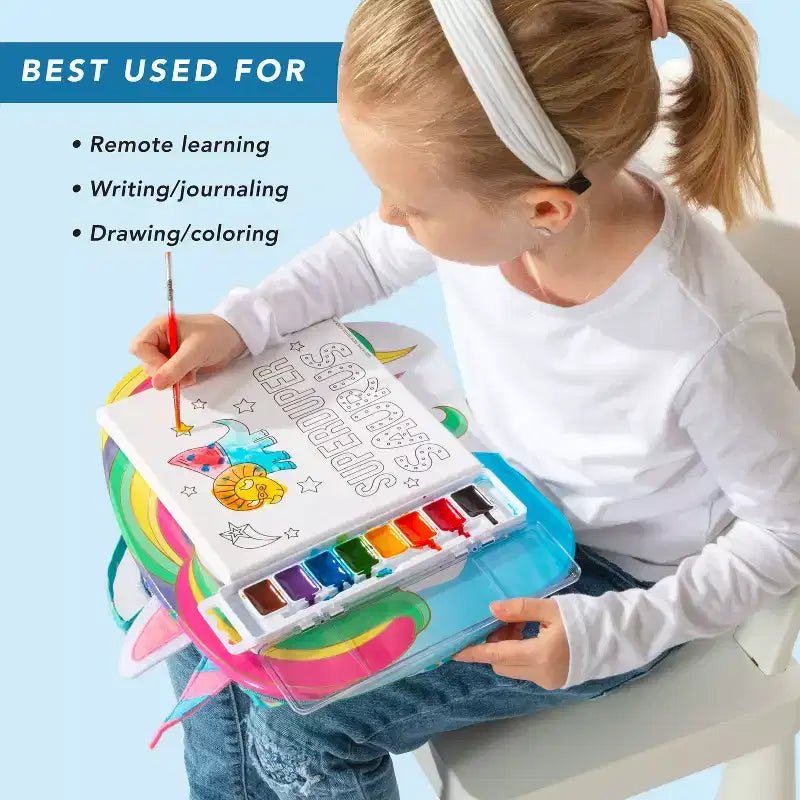 Kids Lap Desk with Animal Design - Microbead Cushion, 14.5"x11.3" Surface, Lightweight 1.3 lbs