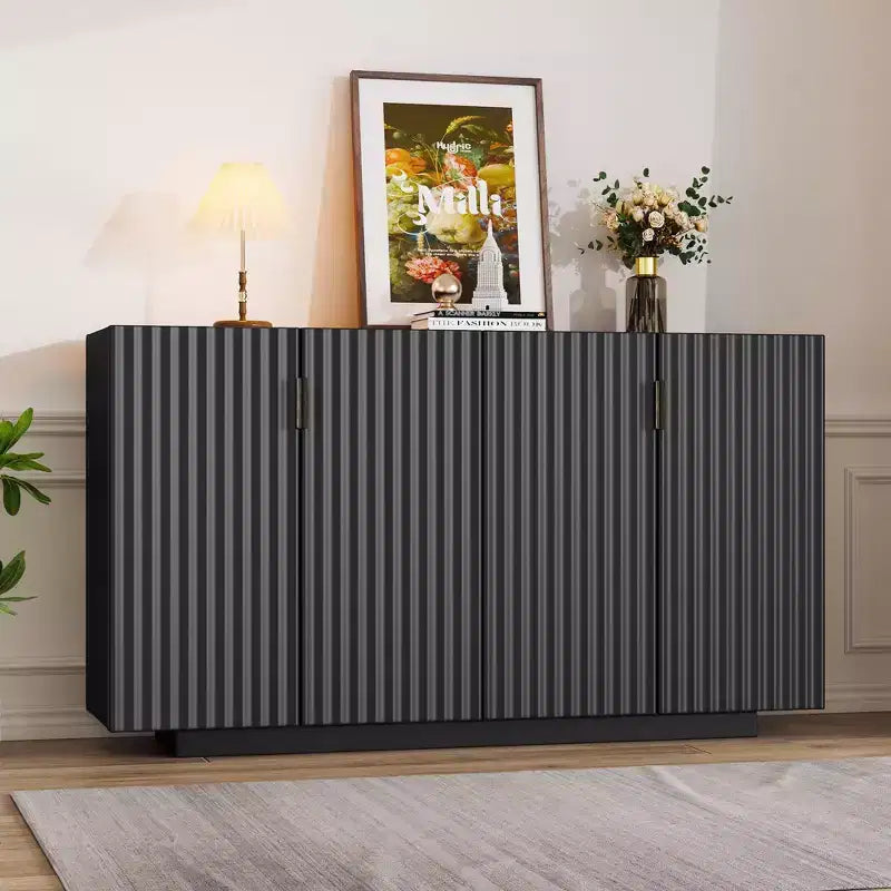 Large Sideboard Cabinet with 4 Doors and 4 Shelves - Storage Cabinet for Living Room, Dining Room, Kitchen