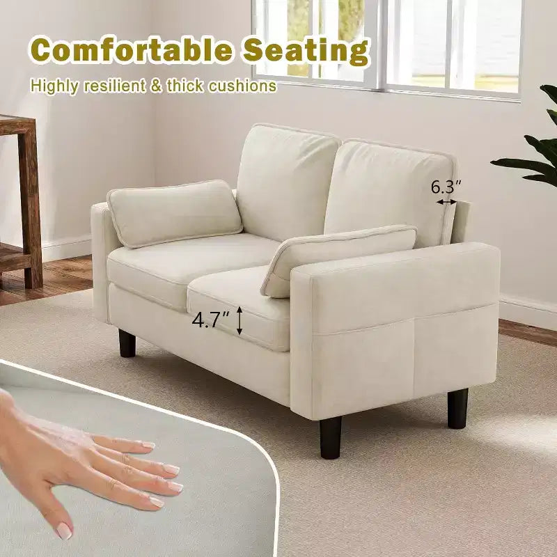 Loveseat Sofa Chair - 56" Modern Accent Chair with Arm, Beige