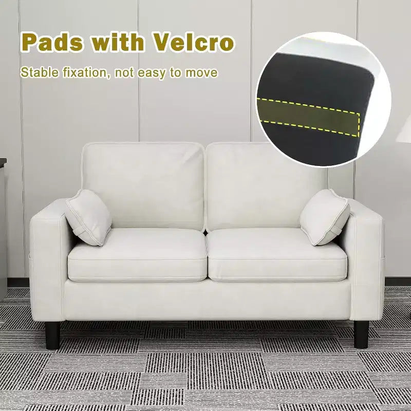 Loveseat Sofa Chair - 56" Modern Accent Chair with Arm, Beige
