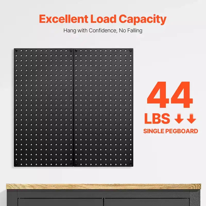 Metal Pegboard Panels, 24 x 12 Pegboard, 2 Panels, Heavy Duty Steel Peg Board Wall Organizer, Black