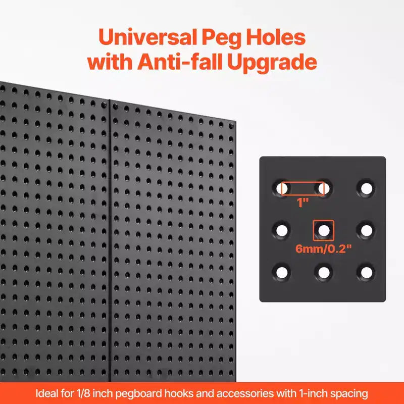 Metal Pegboard Panels, 24 x 12 Pegboard, 2 Panels, Heavy Duty Steel Peg Board Wall Organizer, Black