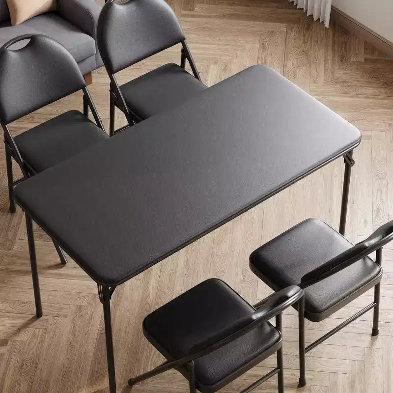 47" Folding Table, Heavy Duty Portable Card Table with PU Leather Top & Metal Legs, No Assembly, Indoor & Outdoor Use, Table Only
