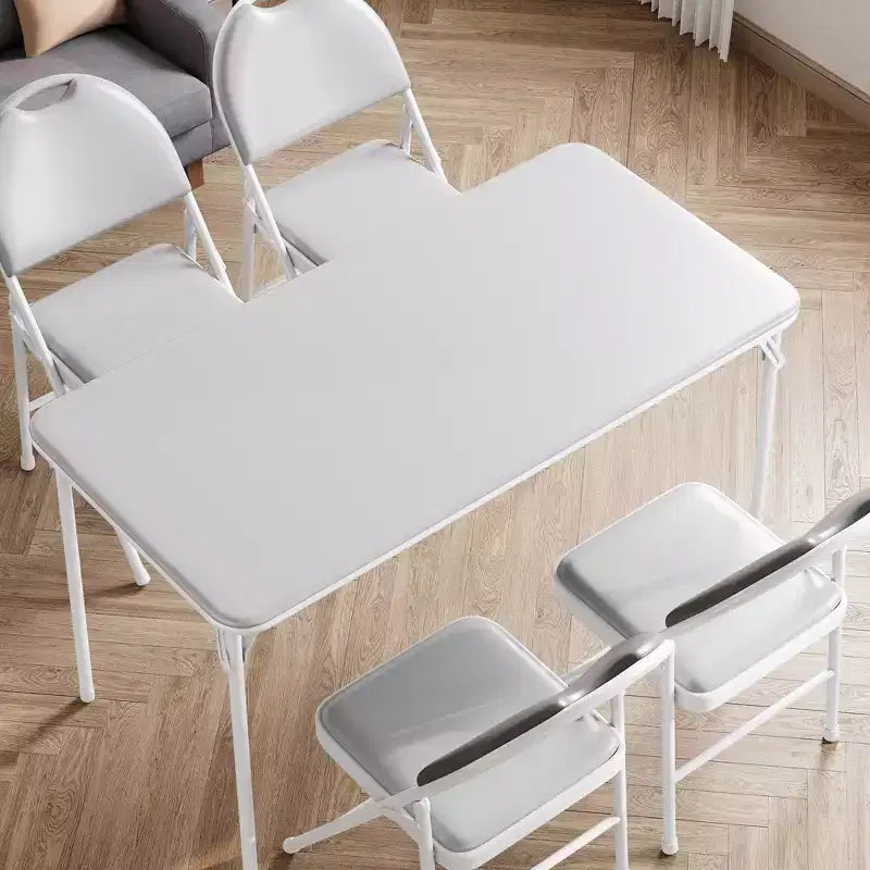 47" Folding Table, Heavy Duty Portable Card Table with PU Leather Top & Metal Legs, No Assembly, Indoor & Outdoor Use, Table Only