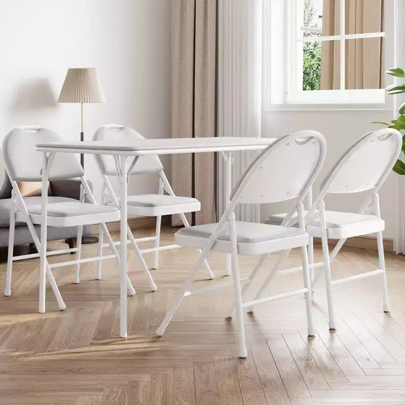 47" Folding Table, Heavy Duty Portable Card Table with PU Leather Top & Metal Legs, No Assembly, Indoor & Outdoor Use, Table Only