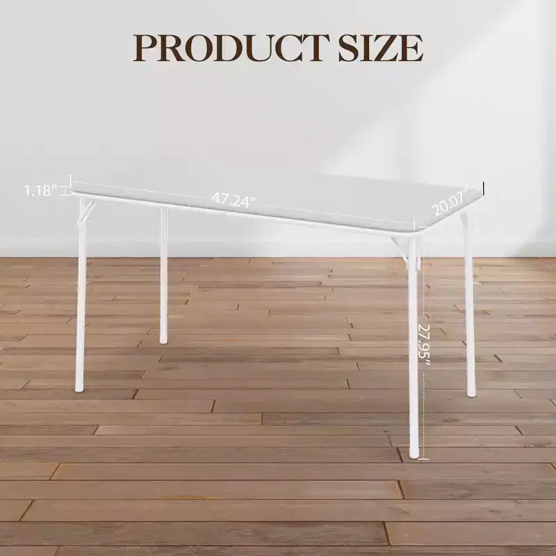 47" Folding Table, Heavy Duty Portable Card Table with PU Leather Top & Metal Legs, No Assembly, Indoor & Outdoor Use, Table Only