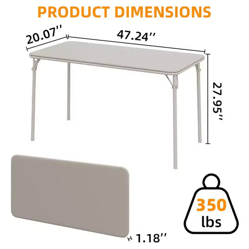 Table pliante 47", table de jeu portable robuste avec plateau en cuir PU et pieds en métal, aucun assemblage requis, utilisation intérieure et extérieure, table uniquement