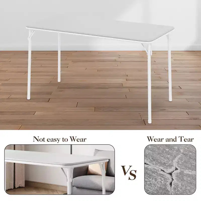 47" Folding Table, Heavy Duty Portable Card Table with PU Leather Top & Metal Legs, No Assembly, Indoor & Outdoor Use, Table Only