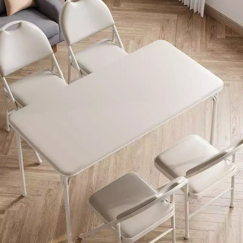 47" Folding Table, Heavy Duty Portable Card Table with PU Leather Top & Metal Legs, No Assembly, Indoor & Outdoor Use, Table Only