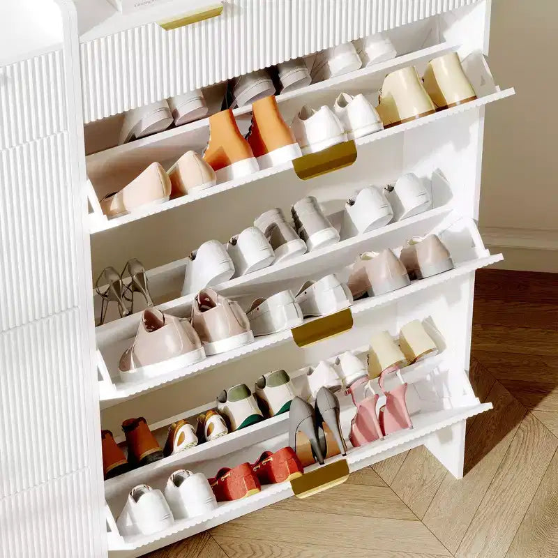 Slim Shoe Cabinet with 3 Flip Drawers & 2 Small Drawers, Freestanding Hidden Shoe Storage Organizer for Entryway, Hallway, Living Room