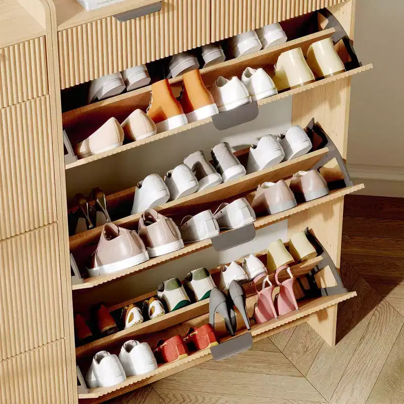 Slim Shoe Cabinet with 3 Flip Drawers & 2 Small Drawers, Freestanding Hidden Shoe Storage Organizer for Entryway, Hallway, Living Room