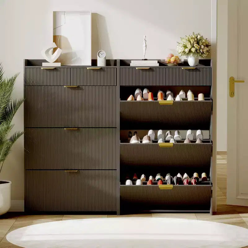 Slim Shoe Cabinet with 3 Flip Drawers & 2 Small Drawers, Freestanding Hidden Shoe Storage Organizer for Entryway, Hallway, Living Room