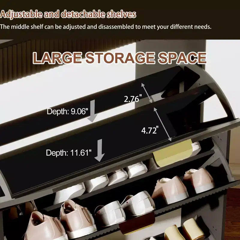 Slim Shoe Cabinet with 3 Flip Drawers & 2 Small Drawers, Freestanding Hidden Shoe Storage Organizer for Entryway, Hallway, Living Room