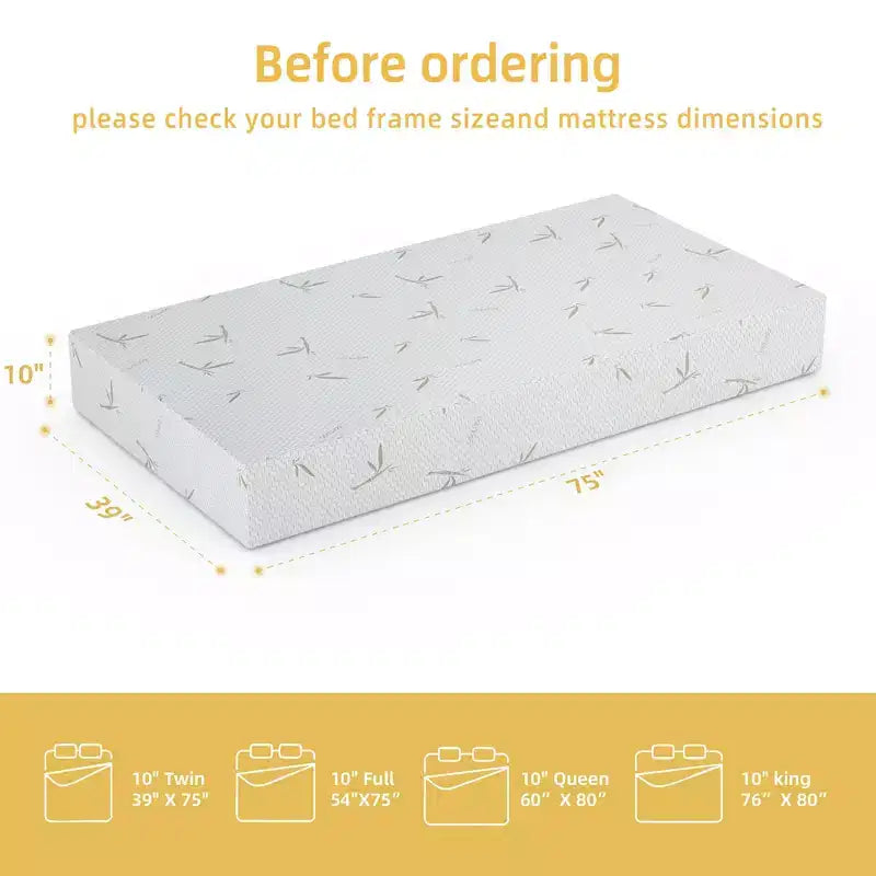 10 Gel Memory Foam Mattress Medium Firm Cooling Bed Mattress
