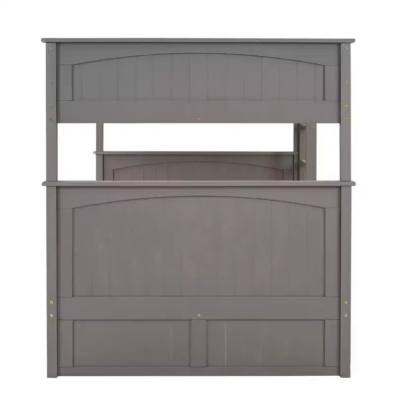 Full over Full Bunk Bed with Trundle, Full Size Wood Bunk Bed Frame for Kids and Teens