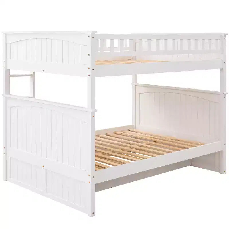 Full over Full Bunk Bed with Trundle, Full Size Wood Bunk Bed Frame for Kids and Teens