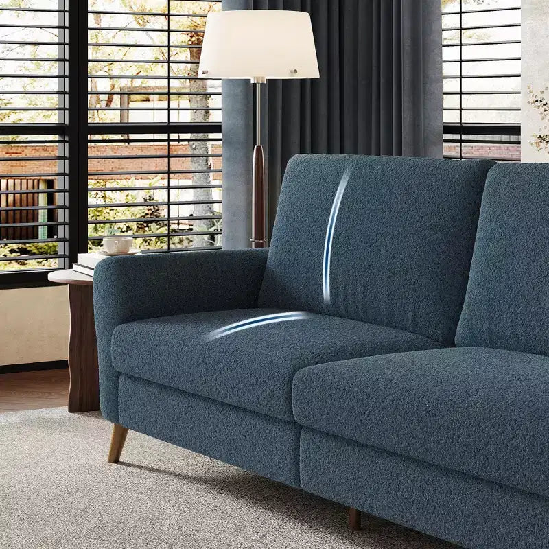 84 Inch Modern Sofa Couch, Large 3-Seater Sofa with Streamlined Armrests, Boucle Loveseat Wood Feet, Comfy Couch for Living Room, Apartment, Lounge