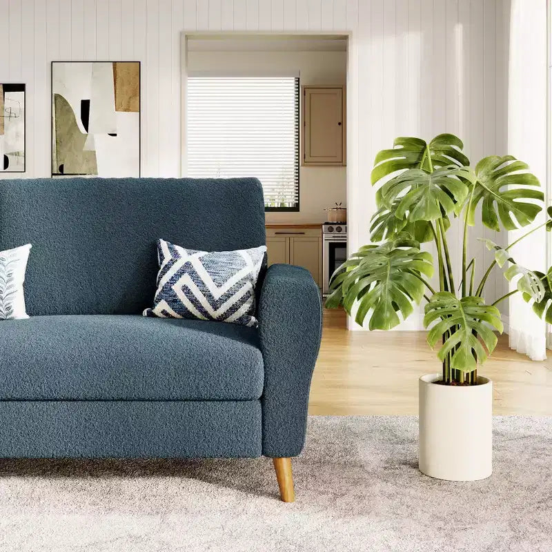 84 Inch Modern Sofa Couch, Large 3-Seater Sofa with Streamlined Armrests, Boucle Loveseat Wood Feet, Comfy Couch for Living Room, Apartment, Lounge