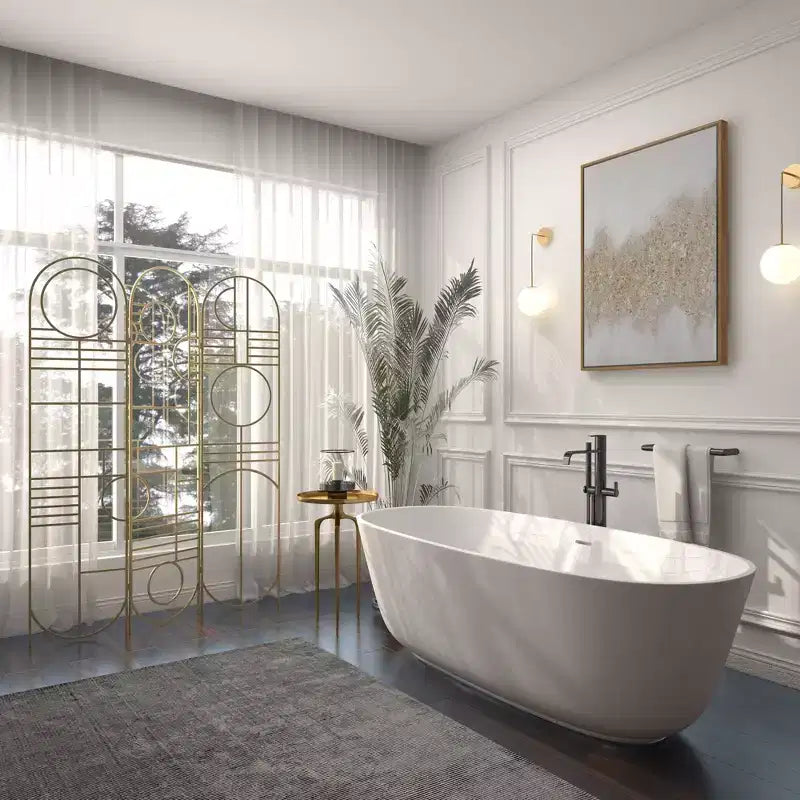 Modern Metal Room Divider Screen Gold: Iron Frame, No Assembly, 3-Panel Design