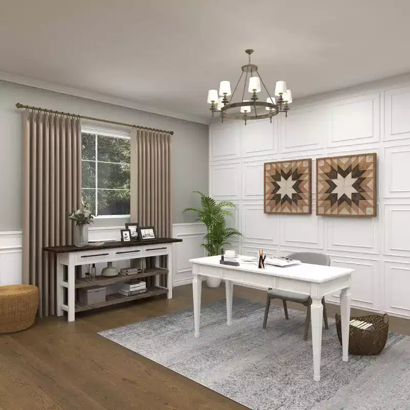 Console rectangulaire en bois blanc de style rustique