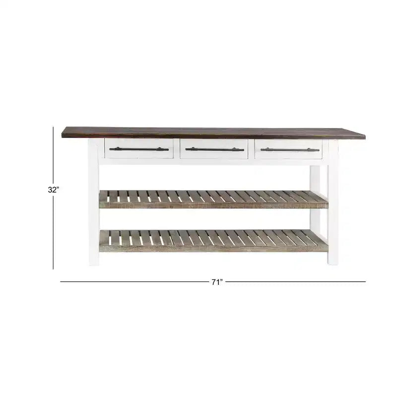 Console rectangulaire en bois blanc de style rustique