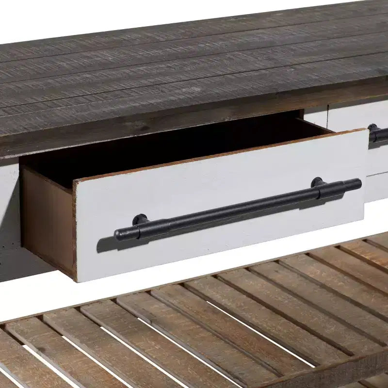 Console rectangulaire en bois blanc de style rustique