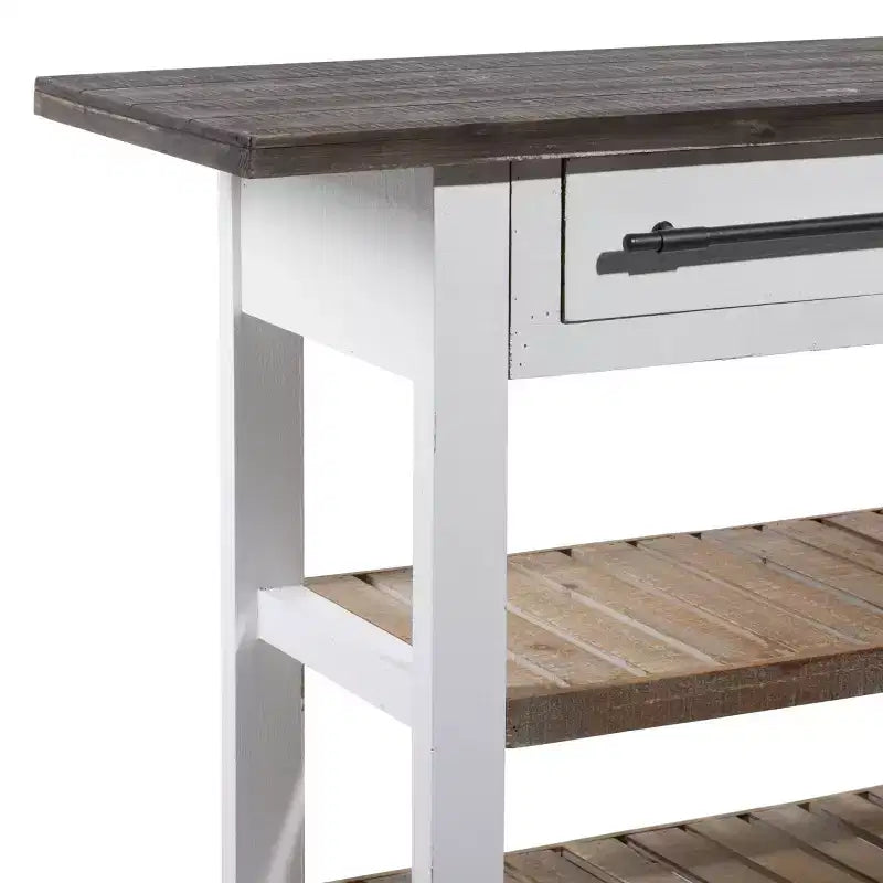 Console rectangulaire en bois blanc de style rustique
