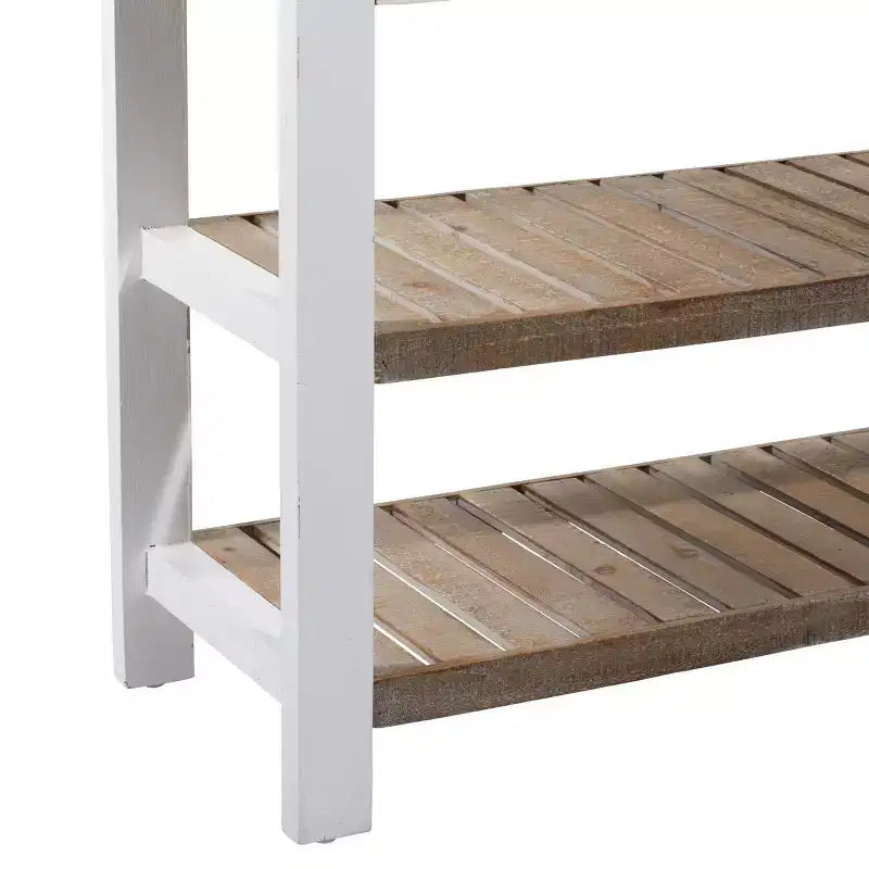 Console rectangulaire en bois blanc de style rustique