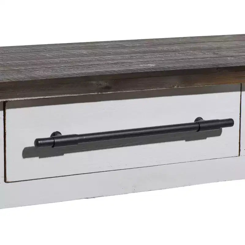 Console rectangulaire en bois blanc de style rustique