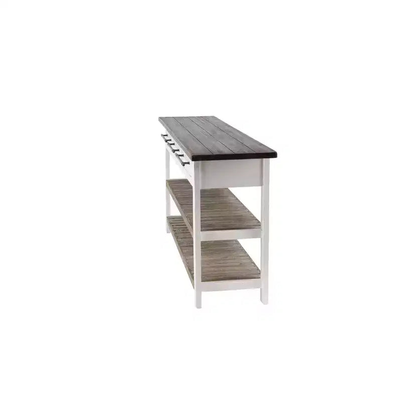 Console rectangulaire en bois blanc de style rustique