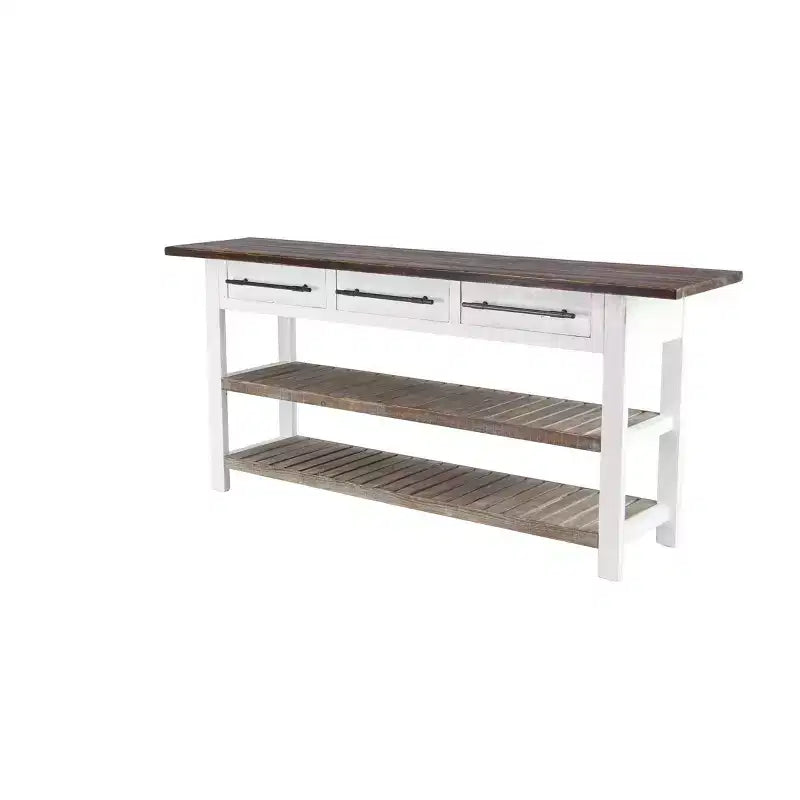 Console rectangulaire en bois blanc de style rustique