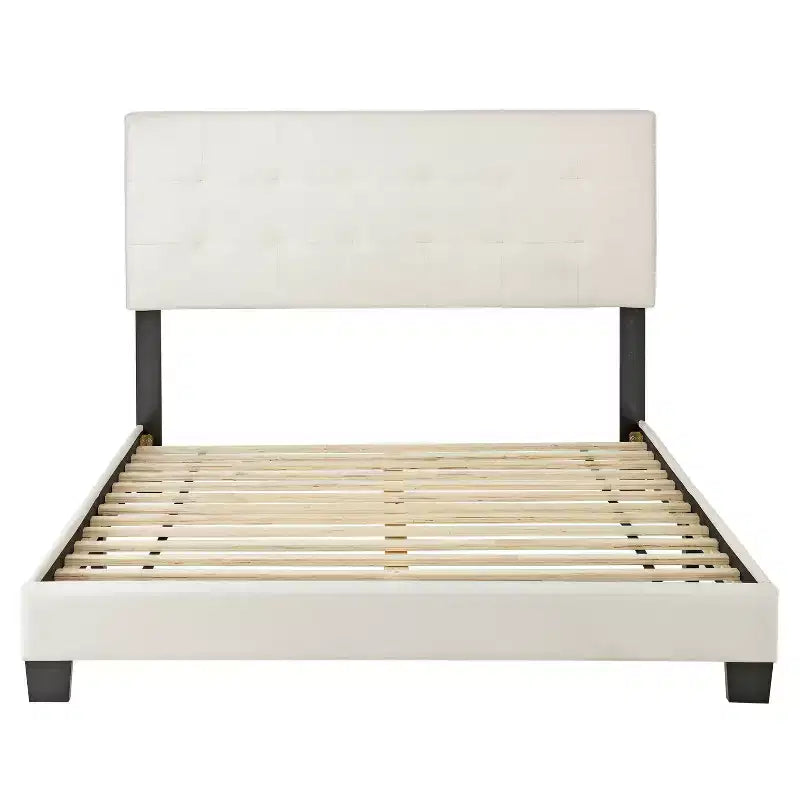 Queen Faux Leather Platform Bed White