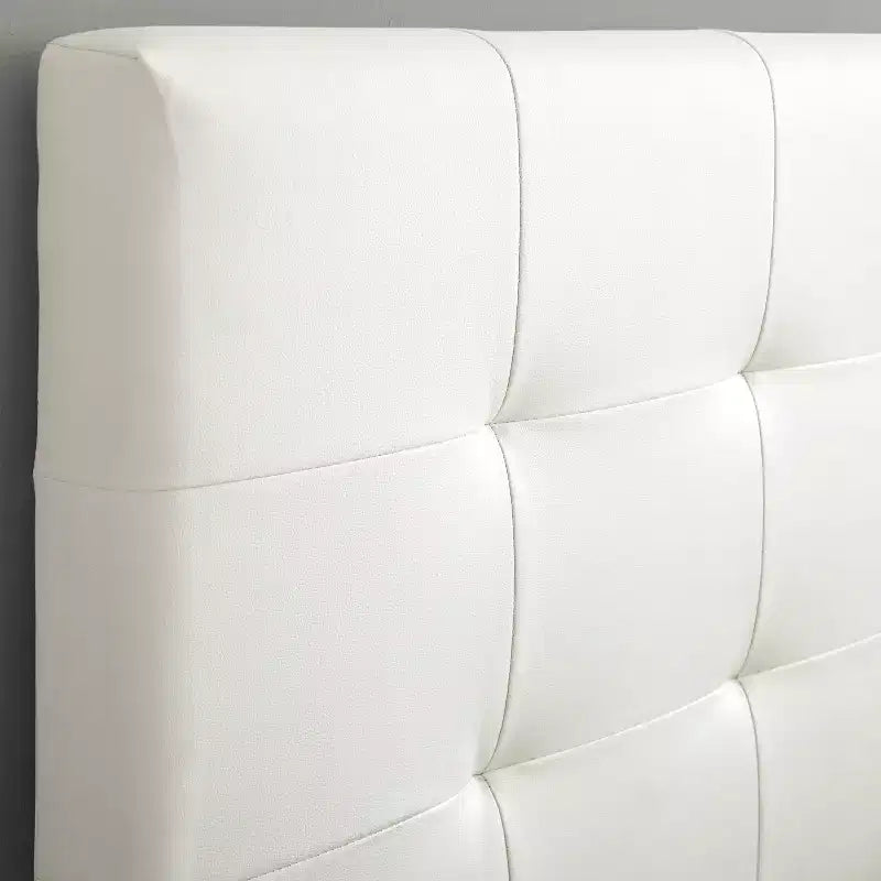 Queen Faux Leather Platform Bed White