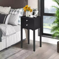 Black High-Gloss MDF Side Table with 2 Drawers - 30"H x 13"W x 16"D, Bedroom Nightstand or Living Room End Table