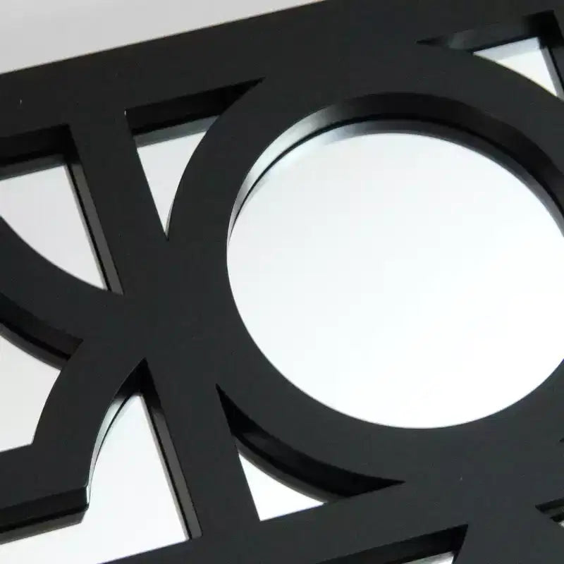 Black Framed Geometric Rectangular Wall Mirror - 29.5"W x 23.5"H, Hang Horizontal or Vertical, Hardware Included