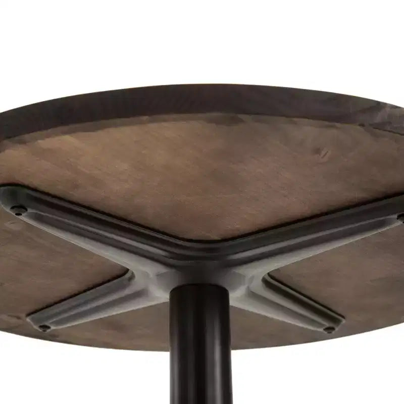 41" Rustic Industrial Bar Table, Pub Table with Elm Wood Top and Metal Base