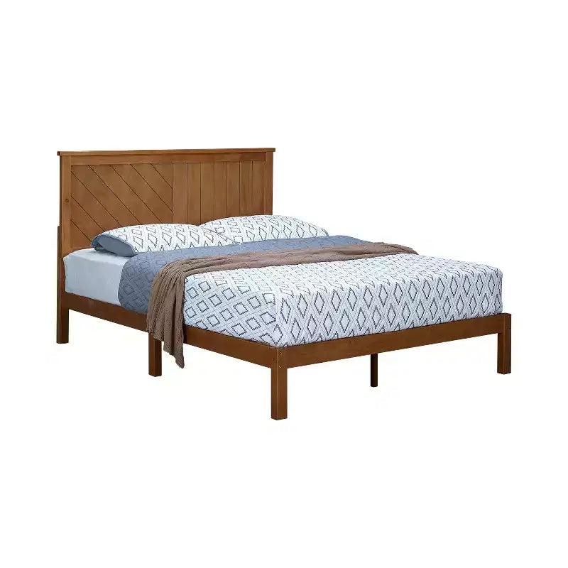 12 Inch Solid Wood Platform Bed Frame with Wooden Slats, Queen