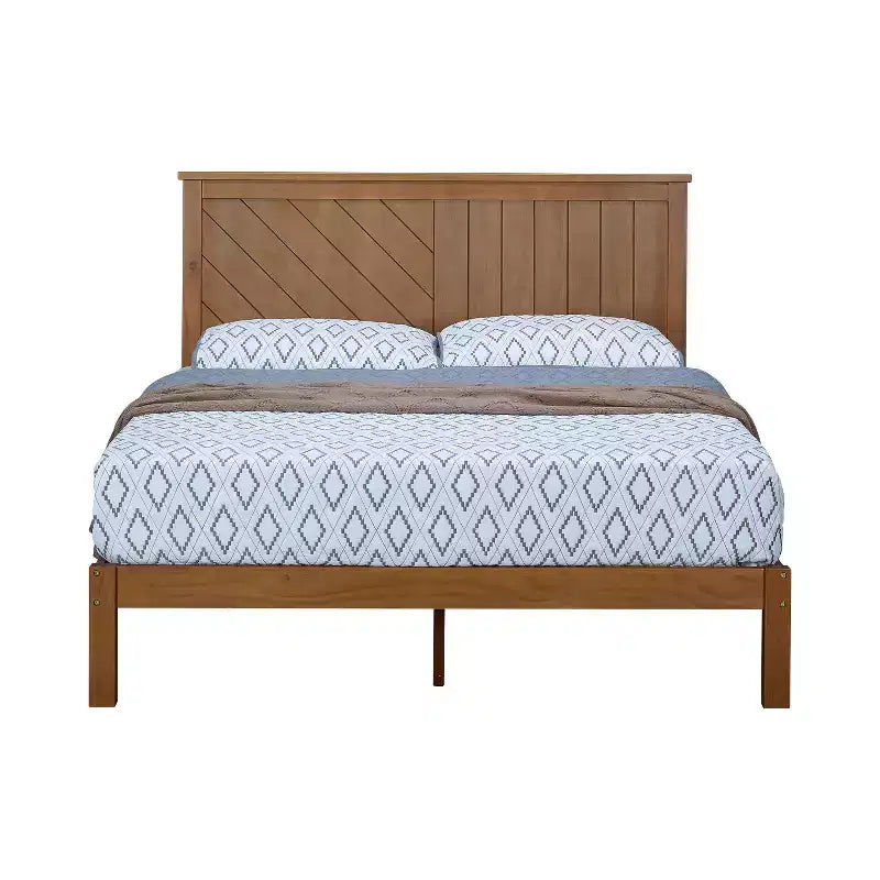 12 Inch Solid Wood Platform Bed Frame with Wooden Slats, Queen