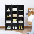 12 Cube Storage Organizer Plastic Organizer Units w/ Steel Frame Black