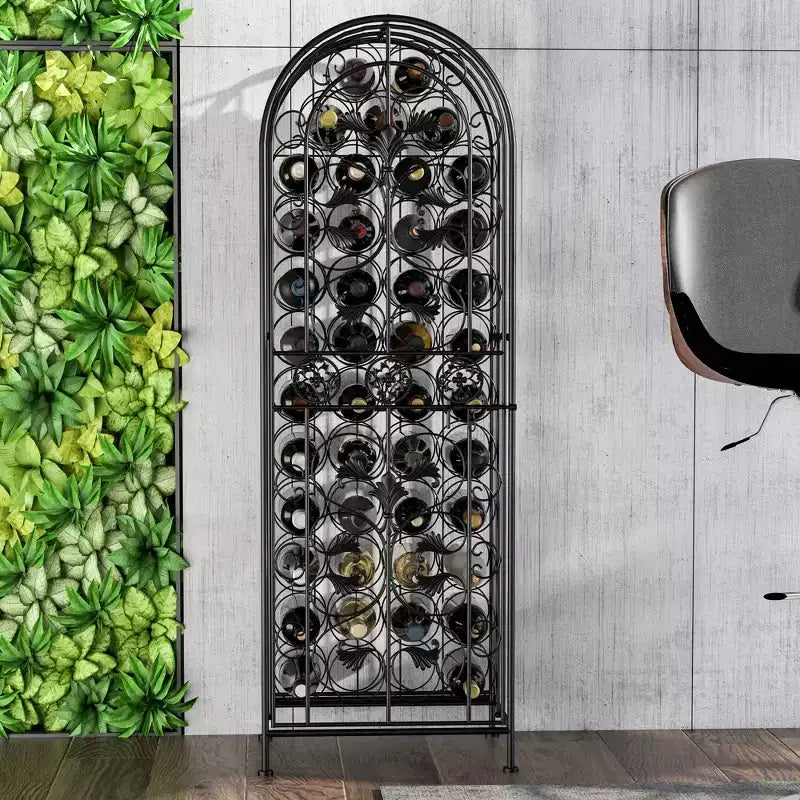 45-Bottle Modern Wine Organizer Decorative Portable Wrought Iron Wine Rack Jail