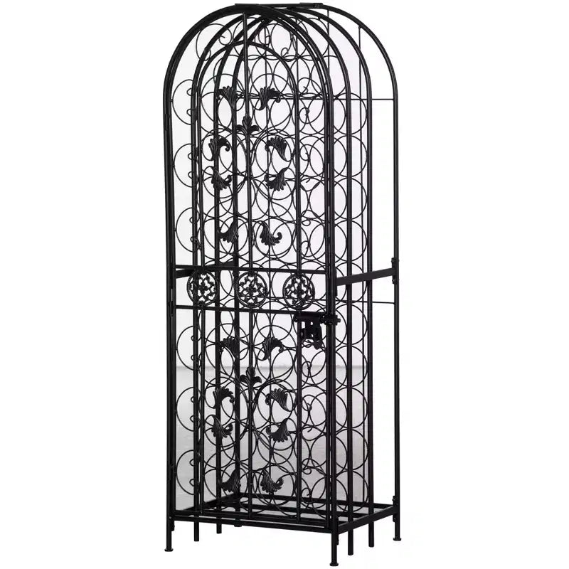 45-Bottle Modern Wine Organizer Decorative Portable Wrought Iron Wine Rack Jail