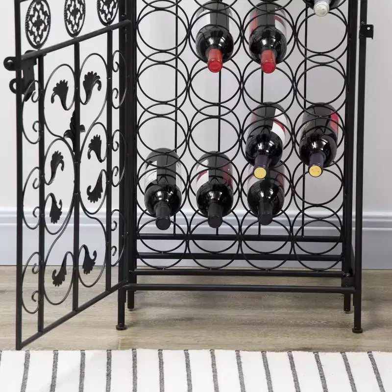 45-Bottle Modern Wine Organizer Decorative Portable Wrought Iron Wine Rack Jail