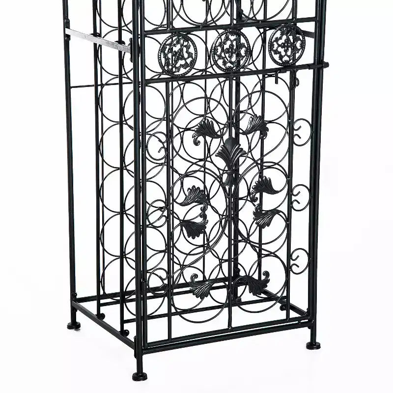 45-Bottle Modern Wine Organizer Decorative Portable Wrought Iron Wine Rack Jail