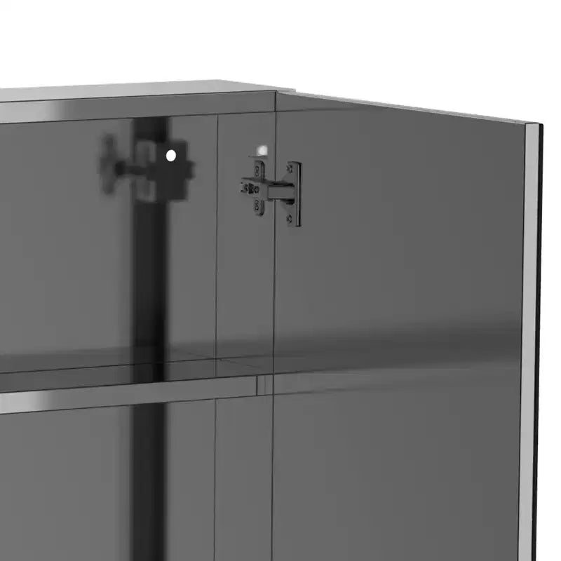 Bathroom Mirrored Cabinet, 24x26 Stainless Steel Frame Medicine Cabinet, Wall-Mounted Storage Organizer with Double Doors, Silver